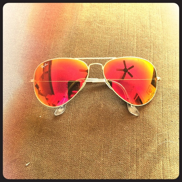 Ray-Ban Accessories - Ray Ban Aviator Flash Lenses, large, red/orange